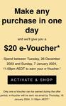 Make Any Purchase with MYER One Membership, Get a $20 e-Voucher by 18/1/2024 @ MYER (Activation Required)