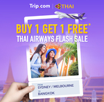 Buy 1 Get 1 Free Thai Airways Bangkok Economy Return: SYD from $893 for 2, MEL from $876 for 2 @ Trip.com (App Required)