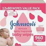 Johnson's Baby Lightly Fragranced Baby Wipes 960 Pack $19.99 ($16.99 S&S) + Delivery ($0 with Prime/ $59 Spend) @ Amazon AU