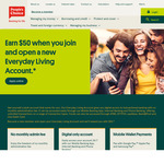 Open Everyday Living Account, Get $50 Cashback after 60 Days (No Deposit Req'd, New Custs Only) @ People's Choice Credit Union