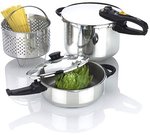 Fagor Duo Pressure Cooker Combi Set Silver Set of 5 @ LeDomaine.com.au $154.20 inc Delivery