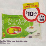 SunRice White Long Grain Rice 10kg $10, $1/kg Coles