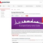 Qantas early bird deals AU to Europe