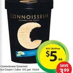 Connoisseur 1L Gourmet Ice Cream $5 @ Woolies from Wed 23
