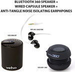 Veho Audio Pack. 2x Portable Speakers Plus Noise Isolating Earphones $49 Incl. Postage @ etail
