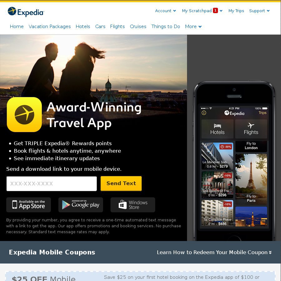 Expedia Mobile Coupon for $50USD, Minimum $200USD - OzBargain