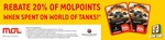 20% Rebate on MOLPoints if Spent on World of Tanks (MOLPoints Must Be Purchased @ 7-Eleven)
