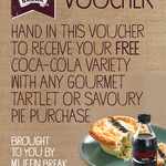 Free 600ml Bottle of Coca-Cola with Any Gourmet Tartlet or Savoury Pie Purchase @ Muffin Break
