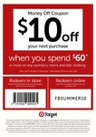 $10 off Any Purchase Instore or Online over $60 @ Target on Womens, Mens and Kids Clothing