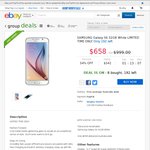 Samsung Galaxy S6 32GB White $658 @ Bing Lee eBay ($644.84 with Cash Rewards 2% Cashback)