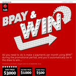 Win $3,000, $1,000 or $500 Cash from NAB (NAB Customers) - "BPAY & Win"