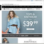 $20 off Any Full Priced Item ($20 Min Spend) @ Autograph (Items from $4.95 C&C after Voucher)