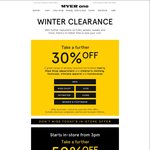 Myer Extra 50% off In-store on Selected (Limited) Items from 3pm Today Only