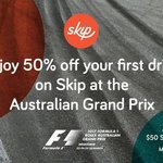 50% off First Drink When Using Skip at Melbourne GP (Selected Bars)