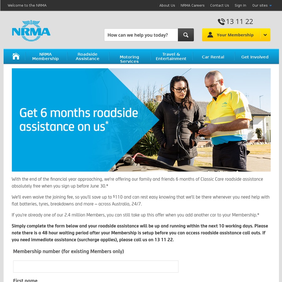 [NSW/ACT] Free 6 Months of NRMA Classic Care Roadside Assistance before