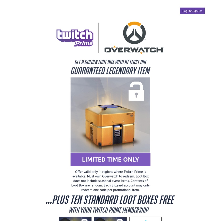 Free Golden Loot Box Overwatch For Twitch Prime Members Ozbargain