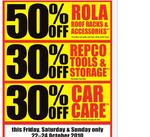 30-50 % off on Few Items at Repco This Weekend