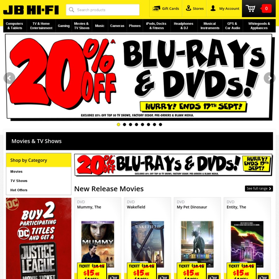 20 off BluRay & DVDs JB HiFi OzBargain