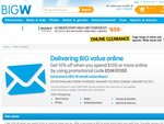 BigW 10% off for Purchases over $100 (Online Only)