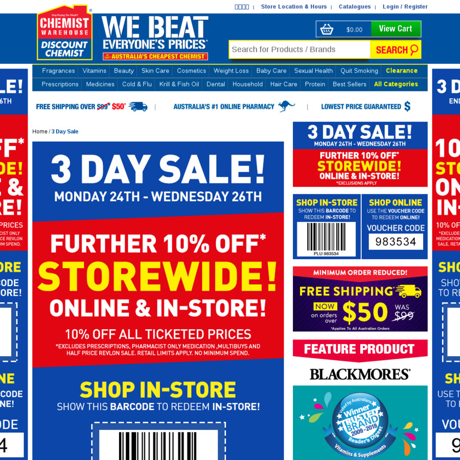 10% off Storewide @ Chemist Warehouse (No Min Spend, Free Shipping Over ...