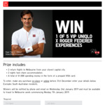 Win 1 of 5 VIP Experiences with Roger Federer in Melbourne Worth $4,000 from Uniqlo [Except SA]