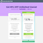 Unlimited Usenet  Plan for $3.79 USD/month ($5.66 AUD) (save 81%) @ newshosting