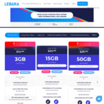 Lebara - Price Drop & Data Increase across 30 Day Plan Starter Packs | Intl Talk & Text | Data Rollover up to 200GB