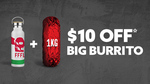 $10 off Big Burrito (& Free Water Bottle with $39 Minimum Spend) @ Mad Mex via Menulog