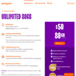 amaysim $50 28 Day Unlimited Call & Text, 80GB SIM (115GB Data First Month, Limited OS Calls) for $20 @ Woolworths in-Store Only