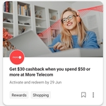 CommBank Rewards: $30 Cashback with $50 Spend @ More Telecom
