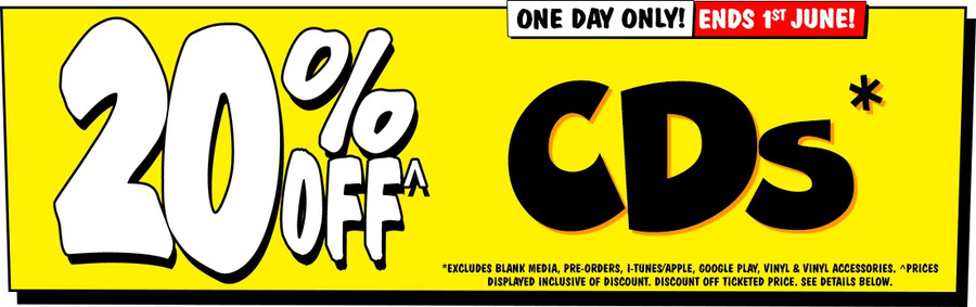 20% off CDs (Excludes Pre-Orders) + Extra 5% off with Coupon @ JB Hi-Fi ...