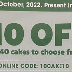 $10 off Any Full Size Cake (from $29.95) @ The Cheesecake Shop