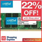 Crucial 8GB Memory 3200MHz DDR4 SODIMM RAM CL22 $36.80 ($35.88 with eBay Plus) Delivered @ Shopping Express eBay