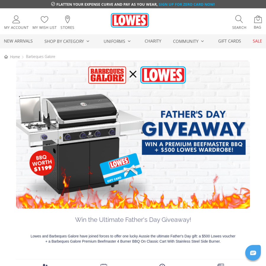 Win a Barbeques Galore Premium Beefmaster BBQ and 500 Lowes Wardrobe