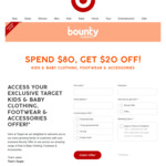 Sign up to Marketing for a Voucher for $20 off $80 Spend on Kids and Baby @ Target