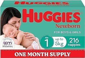 [Prime] Huggies Newborn, Infant, Ultra Dry Nappies (Size 1-6) 1 Month Pack $56.99 (S&S $48.44) Delivered @ Amazon AU