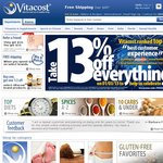 Everything 13% off at Vitacost