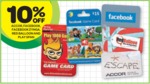 10% off Accor Hotels and Resorts, facebook, Red Ballon and Play Span Gift Cards at Woolworths