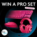 Win a G PRO X TKL Keyboard, PRO X Superlight 2 Mouse and a PRO X 2 Headset in Magenta from Logitech G