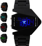 Airplane Shape Chronograph Rubber Men's Sport LED Watch Only $5.09 + Free Shipping