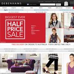 Free Delivery to Australia for a Limited Time @ Debenhams