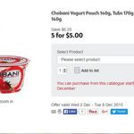 Chobani Yogurt Pouch 140g, Tubs 170g or Oats Pouches 140g - 5 for $5 @ Coles 
