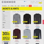 30% off Knitwear & Jackets + Extra 20% off with Code (New Accounts) $28 Cheapest Knits @ Connor