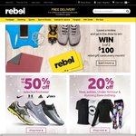 50% off Selected Footwear, 20% off Selected Clothing, 40% off Bodyboards and 30% off Beach Chairs @ Rebel Sport