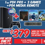 PS4 Pro + ESO: Morrowind + Horizon Zero Dawn + Watchdogs 2 + PS4 Universal Remote - $559 @ EB Games