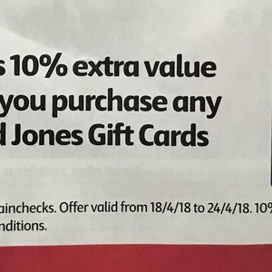 Bonus 10 Extra Value on All David Jones Gift Cards Coles Limit