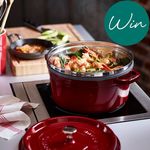 Win a Staub 26cm Cheery Red Round Cocotte With Steamer Worth $894.95 from House