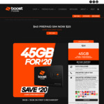 ½ Price 28-Day Prepaid SIM with 15GB Bonus Data for First 3 Recharges: 45GB for $20 Shipped @ Boost Mobile