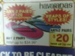 Paul's Warehouse $20 Madness Sale Including $20 for Any 2x Pairs of Havaianas Thongs