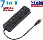 LEDs On/Off 7-Port USB 3.0 Hub $21.56 + Delivery ($0 with Prime/ $39 Spend) @ Statco via Amazon